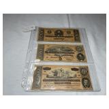 (3) CSA Confederate Currency Notes
