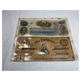 CSA Confederate $50 & $100 Notes