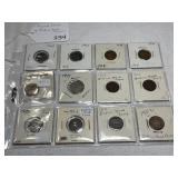 (12) Mixed Coins (6 are Indian Head Pennies)