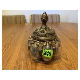 Vintage Gothic Apothecary Jar, Caged Bubble Glass