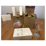 Glass Basket w/Eggs & Glass Tree w/ Egg Ornaments