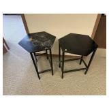 2 Black Metal Tables, Varied Condition