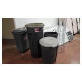 Assorted Large Garbage Cans With Lids