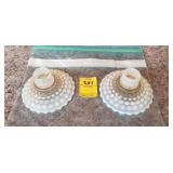 Pair Fenton Blue Hobnail Candle Holders