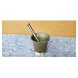 Vintage Heavy Brass Morter & Pestal 5x4 3/4.