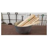 Tin Tub with Wood Pieces