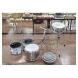 Assorted Snare Drums, Stands, Accessories