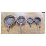 Lot of 4 Cast Iron Skillets