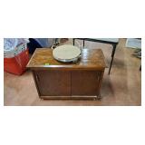 Wood Rolling Cart with Sliding Doors