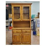Nice Wooden Hutch, Glass Doors on Top,