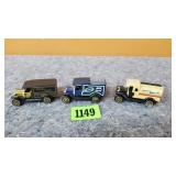 3 Vintage Delivery Truck Toy Cars