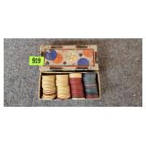 Vintage Poker Chips in Box