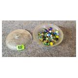 Glass Candy Dish of Marbles