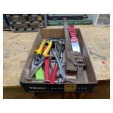 Assorted Tools, Pipe Wrench, Snips, Etc.