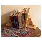 Wooden Book-Ends with 6 Books