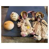 Novelty Pig & Cat and Mop Dolls (2)