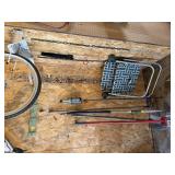 Lawn Chair and Garden Tools in Corner, Swing