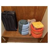 Soft Side Rolling Suitcase, 2 Sleeping Bags, Draft