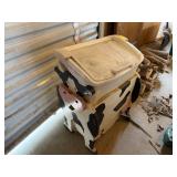 Wooden Cow Garbage Can Holder