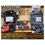 3 Black & Decker Cordless Drills w/ Cases/Chargers