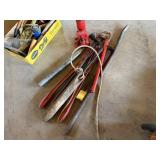 Assortment of Garage Items, Jack, Pry Bar,
