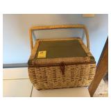 Wicker Sewing Basket with Embroidery Thread