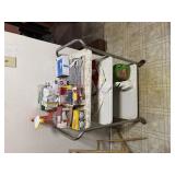 Metal Rolling Kitchen Cart & Contents