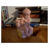 Asian Boy w/Rice Bowl Pink Planter