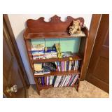 Vintage Bookcase, Books, Bear, Doiley, Candelabra