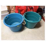 2 Plastic Buckets with Rope Handles