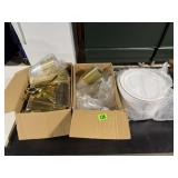 Gold-Colored Plastic Disposable Plates, Cups,