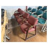 (4) Red Padded Arm Chairs