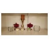Glass Pedastal Dishes & Asstd. Decor