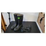 Size 9 Rubber Boots & Snow Cleats