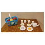Toy Tea Set & Fruit