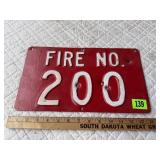 Fire No. 200 Marker Sign