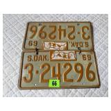 1969 SD License Plate Pair