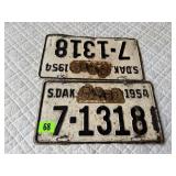 1954 SD License Plate Pair