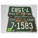 1955 SD License Plate Pair