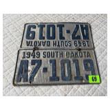 1949 SD License Plate Pair