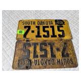 1943 SD License Plate Pair
