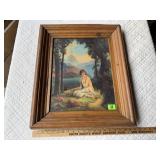 Vintage Print: Lady Along Stream