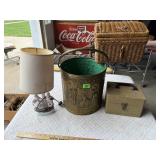 Table Lamp, Brass Pail, Small Case