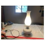 Hob-Nail Milk Glass Electric Lamp