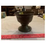Vintage Brass Engraved Pedestal Bowl
