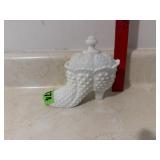 Fenton Hob-Nail Milkglass Boot Dish