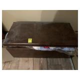 Leather Upholstered Trunk w/Quilts