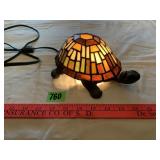 Vintage Stained Glass Turtle Lamp