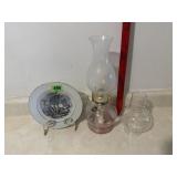 Souvenir Plate, Kerosene Lamp, Globe