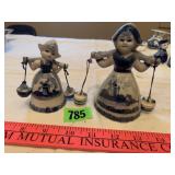 2 Delft Blue Milk Maids with Pails